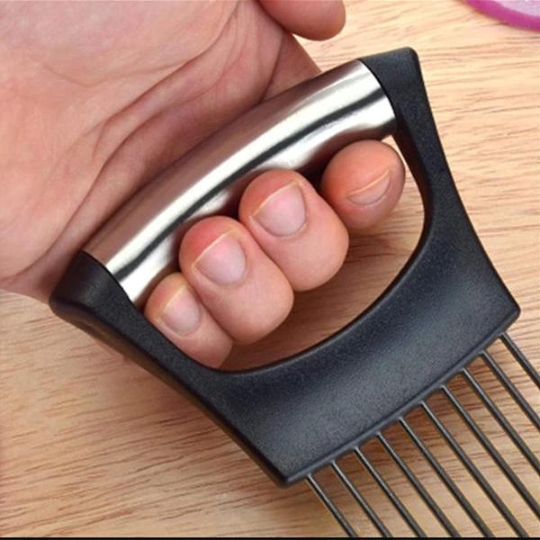 Rustfrit Stål Løgskærer Holder, Multifunktionel Frugt Æg Skærer Løgskærer Pin Skærer Løst Kød Pin, Løg Indsæt Løg Køkken Gadgets