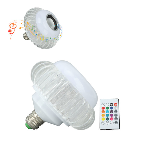 Smart LED-lampa Trådlös Bluetooth-högtalare E27 RGB Färgförändrande lampa med 24-tangenters fjärrkontroll