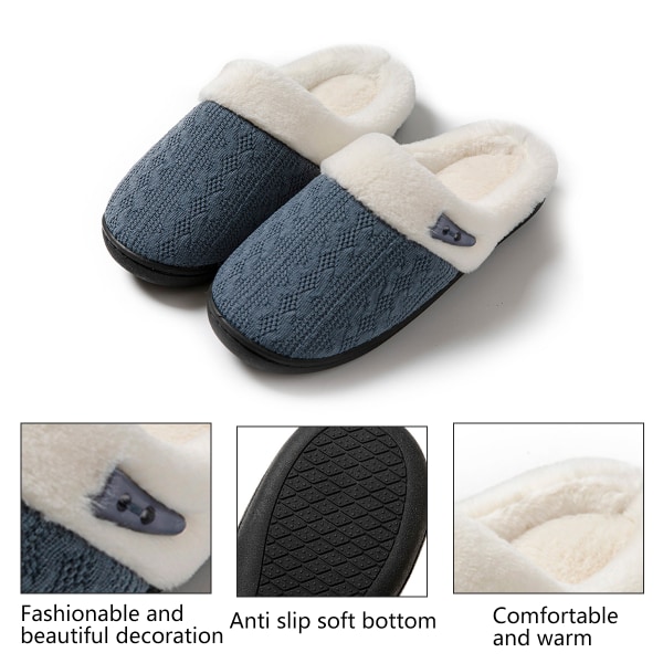 Dames Hjemmesko med Glidelås, Fuzzy Hjemmesko med Minneskum, Scuff