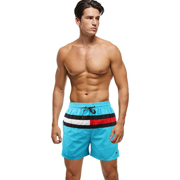 Badedrakt for menn, hurtigtørkende strandshorts med lommer og mesh L