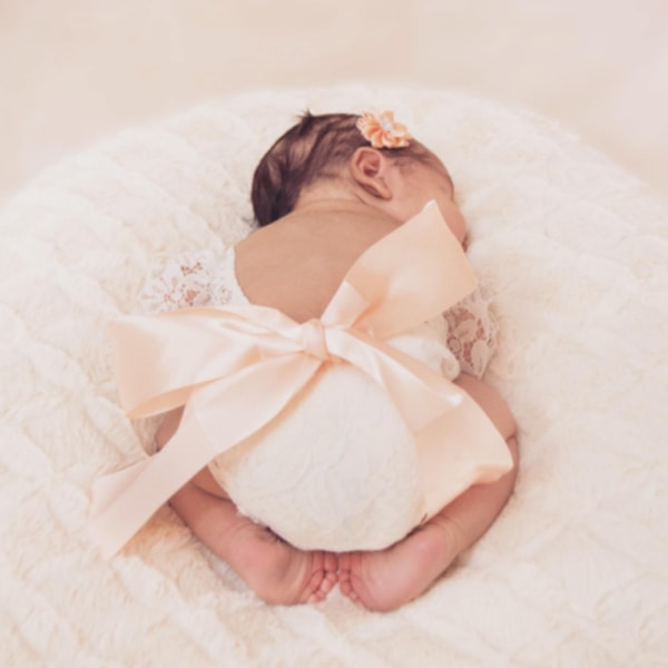 Nyfödd baby spetsbyxor Fotografi rekvisita med rosett huvudbonad