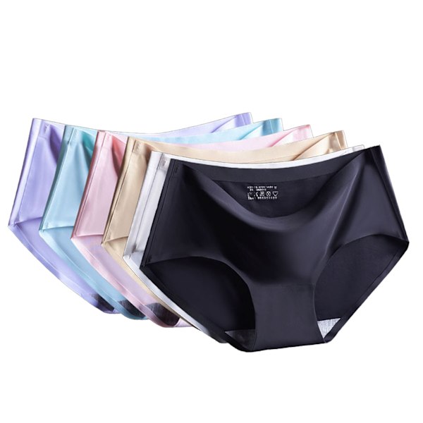 Blandade XXL 6PCS Ice Silk Trosor Mid Waist Andningsbar Elastisk Mjuk Andningsbar Underkläder för Kvinnor