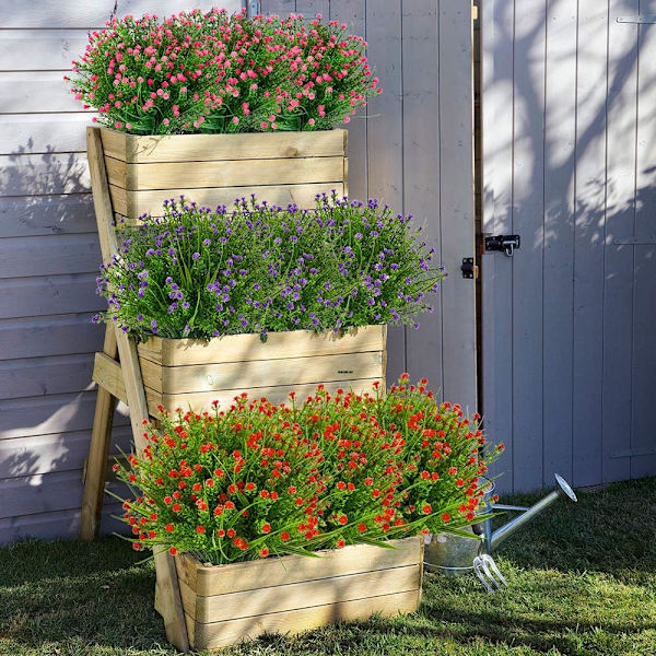 12 Bundter Udendørs Kunstige Blomster, Ægte Berøringsfalsk Baby's Br