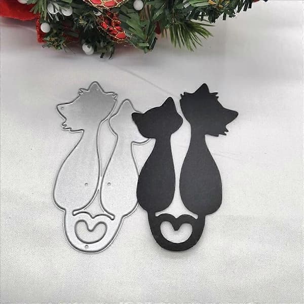 Love Heart Cats metallstans för DIY-bröllopsinbjudningar och pyssel