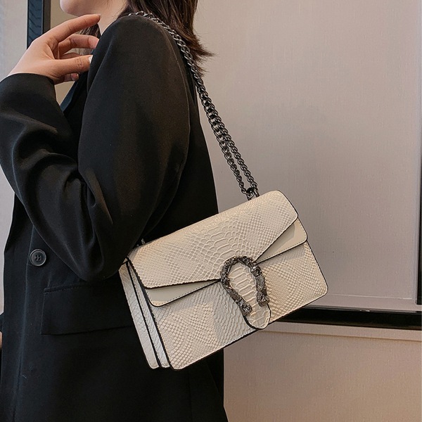 Kvinders crossbody taske og skuldertaske - slangekæde pung læder skuldertaske