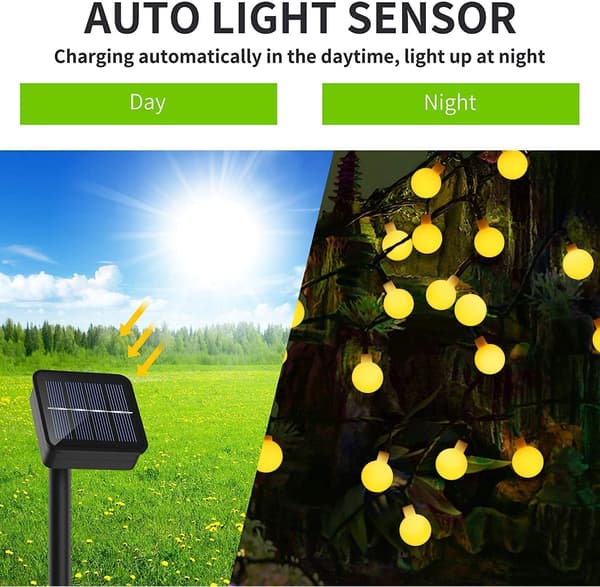 1,8 cm Färgglad Bubbelboll Solcellsslinga Utomhus 50 LED-lampor 9,5