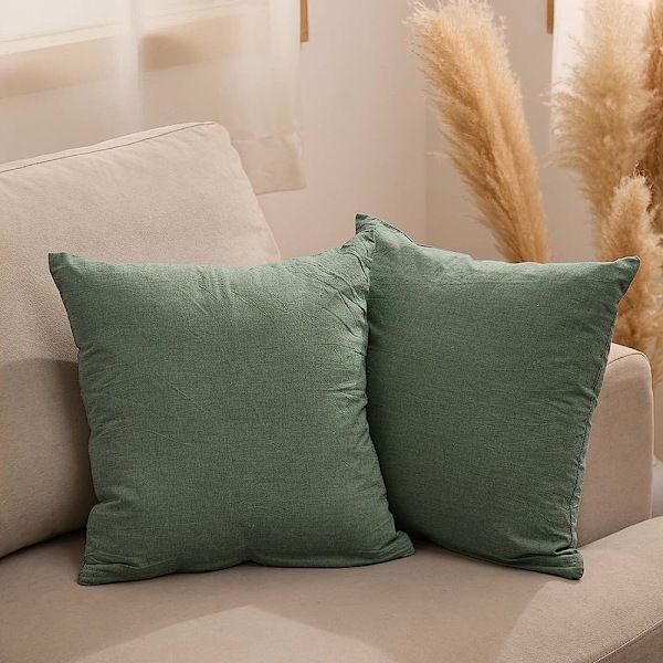 Putevar 50×50 cm Sett med 2 - Fløyelsputevar, Pustende Linputevar, Glidelås Putenvar