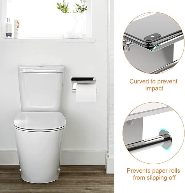 Toiletpapirholder, vægmonteret toiletpapirholder, 304 rustfrit stål