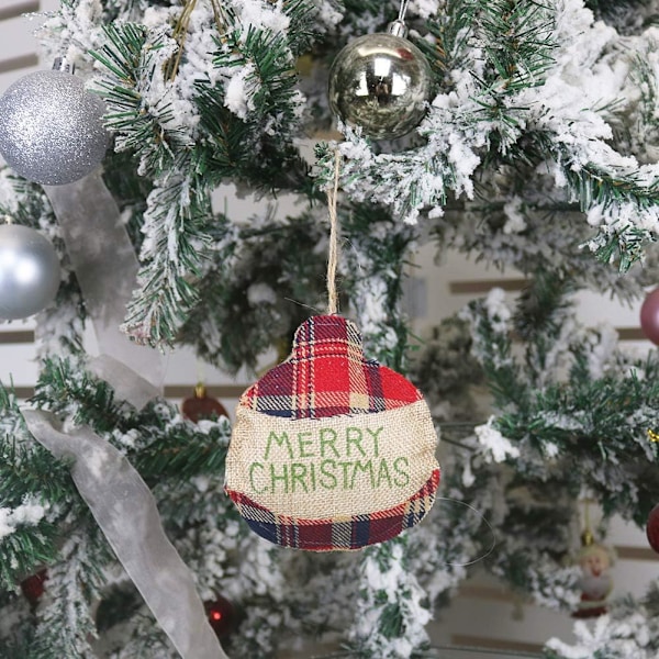 Landlig Gårdhus Julepynt, Tartan Stof Julepynt i Sækkelærred til Rustik Julefestpynt, Plys Julepynt Sæt til Juletræ, 4 stk.