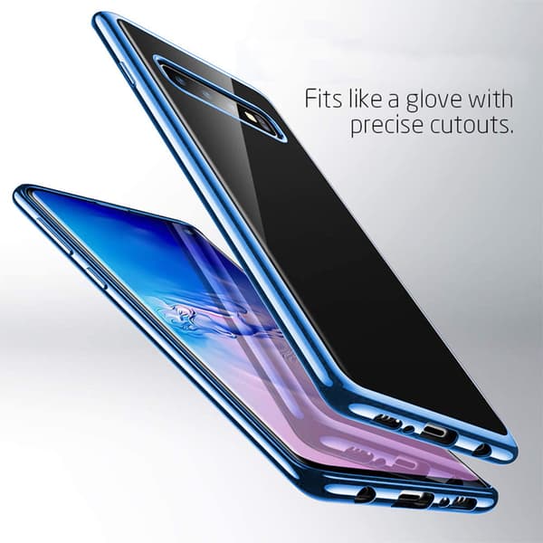 Kompatibel med Samsung Galaxy S10 Deksel, Forsterket Fallbeskyttelse, Fleksibelt Klart TPU Deksel BLÅ