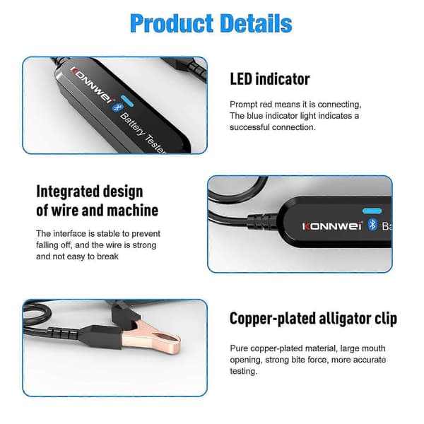 Bk100 Trådløs Bt Batteritester 100-2000 6v 12v Batteridetektor Batteri Start Lading Analysator