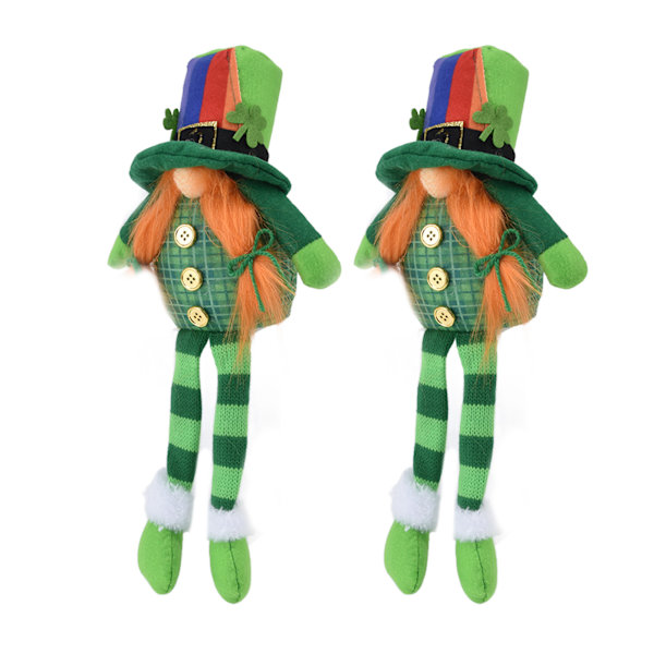2 kääpiöpehmolelua Pyhän Patrickin päivään, onnea tuovat leprechaun-nukkeja pöydän koristeluun sateenkaarihatuilla