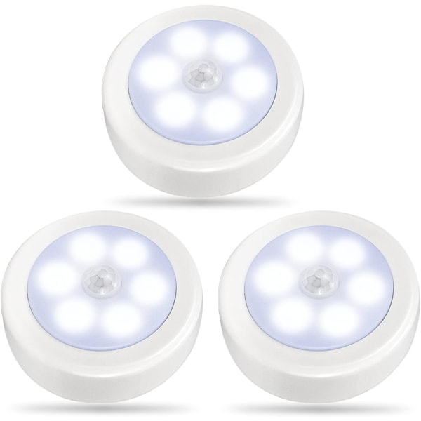 3Pack rörelsesensorlampa inomhus, LED-garderobsbelysning, nattljus