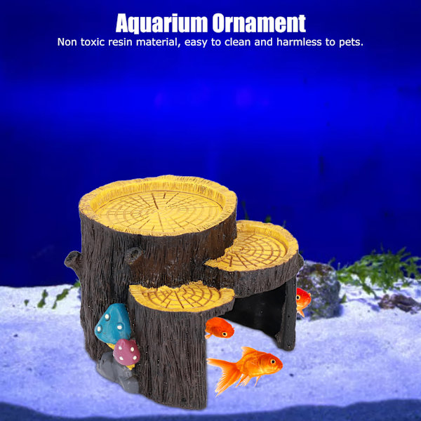 Resin Mini Stump Shape Hiding Hole Wooden Cave Artificial Aquarium Plants Ornaments for Shelter