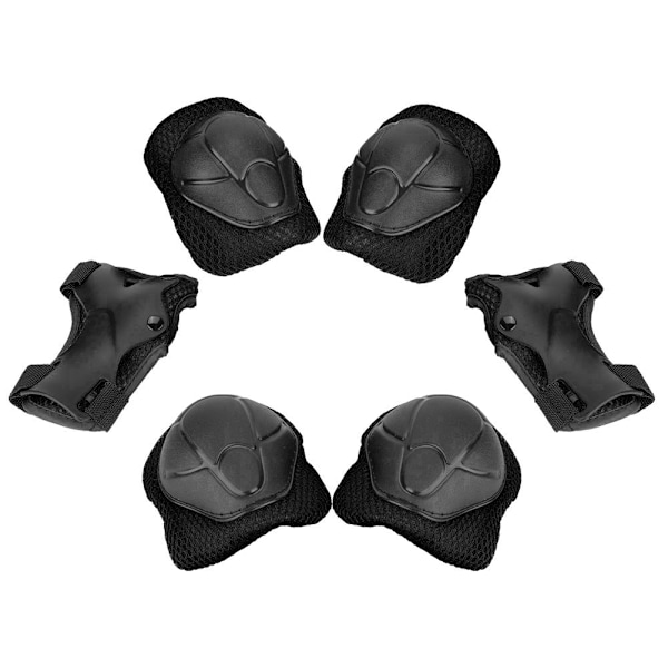 6 st Barn Skyddsutrustning Skydd Skateboard Handled Armbåge Knäskydd Set (Svart)