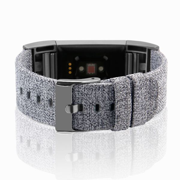 Canvas klockarmband Mjuk Andningsbar Tvättbar Fashionabel Klockarmband Passar för Fitbit Charge2 Ljusgrå