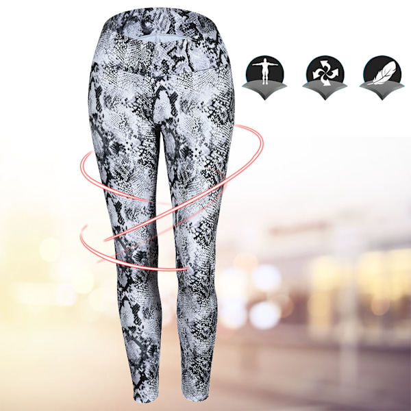 Träningsleggings för kvinnor, snabbtorkande smala byxor, tryckta sportshorts (Vit M)