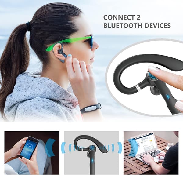 Bluetooth Headset, JOYHOOSH Bluetooth Øretelefon med MIC, Trucker B