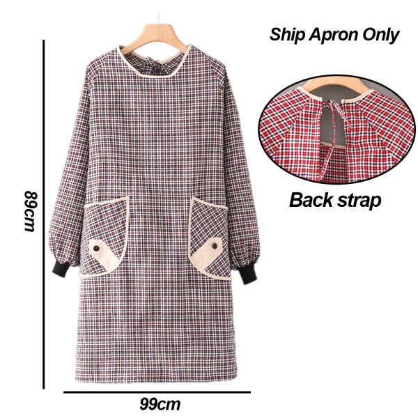 Cotton Linen Long Sleeve Aprons for Women With Pockets, Cooking