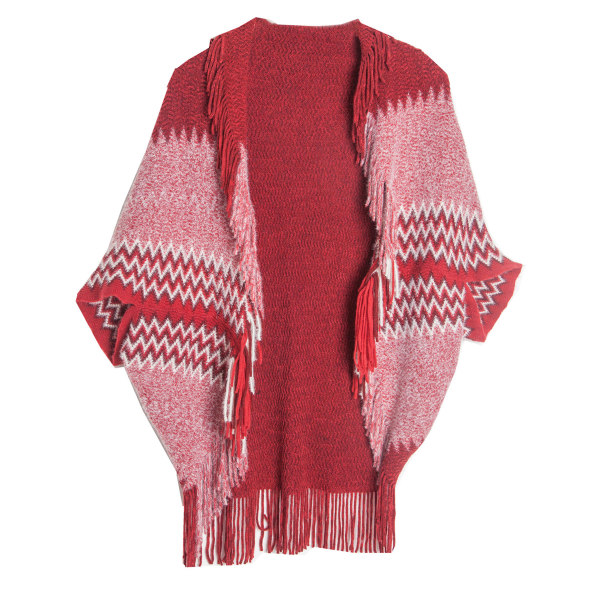 Dam varm sjal wrap öppen framsida poncho cape färgblock