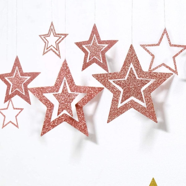 Glitter Roséguld Stjärngirlang Twinkle Little Star Party Dekoration