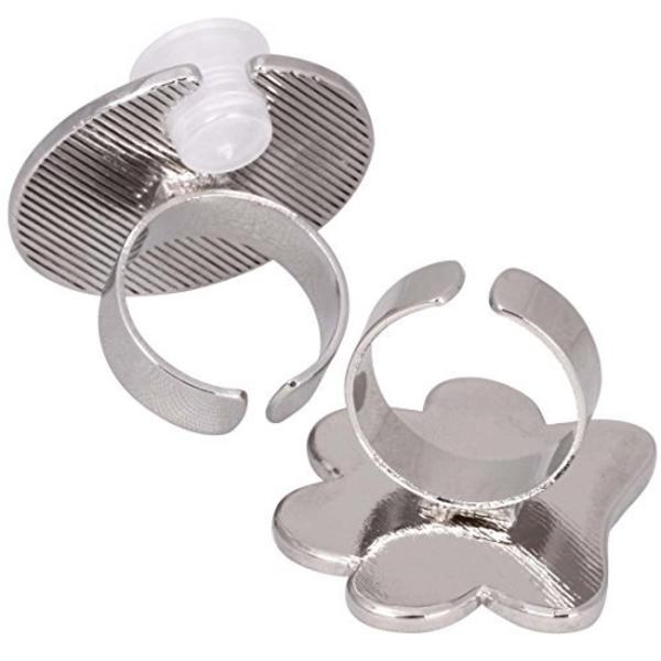 2 st/förpackning Mini Manikyr Palett Bärbar Metall Nagellack Hållare Målar Palett Finger Ringar Nagelkonst Verktyg