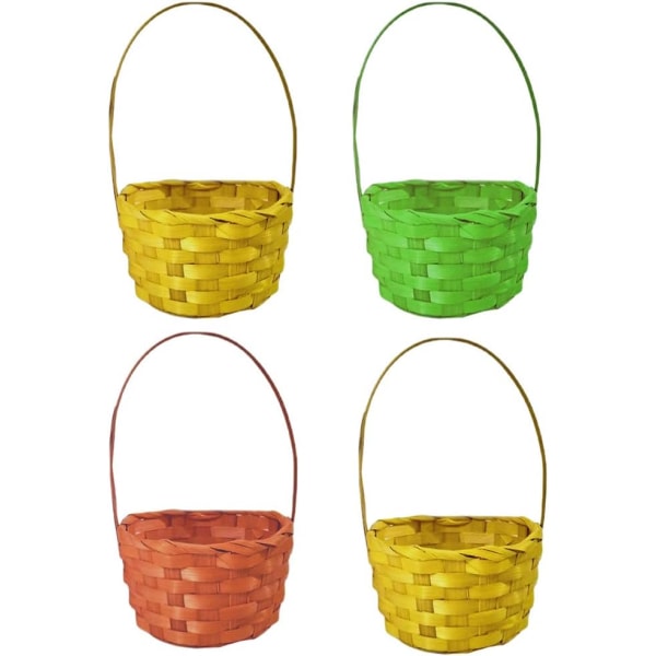 4 stk. Flettverk Påskekurv Mini Vevd Rattan Kurver Barn E