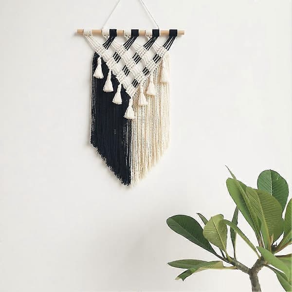 Stort Macrame Vægtæppe Med Kvast Håndvævet Nordisk Stil Til Stue Soveværelse Hus