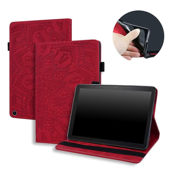 For /fire Hd 10plus Gen 11 (2021 Edition) Kuvioitu Pu-nahkakansi (punainen)