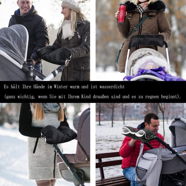 Barnvagnshandvärmare, Barnvagnshandskar, Handmuff med fleece inuti, Andas, Vattentät, Vindtät, Universal för sittvagnar, Buggies, Cykel