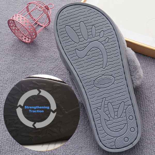 Fluffy Damestoffler i Kunstig Pels, Slip-On, Ortopediske, med A