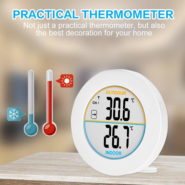 Digital Hygrometer, Temperatur- och fuktighetssensor, Stor LCD-display med höga kontrastvärden för tydlig synlighet
