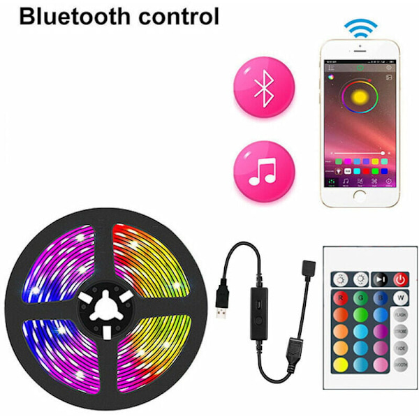 Flerfärgad RGB LED-strip för heminredning, flexibla ljusslingor 30M klippbar ljusslinga med 24 knappar USB-fjärrkontroll, idealisk för sovrum