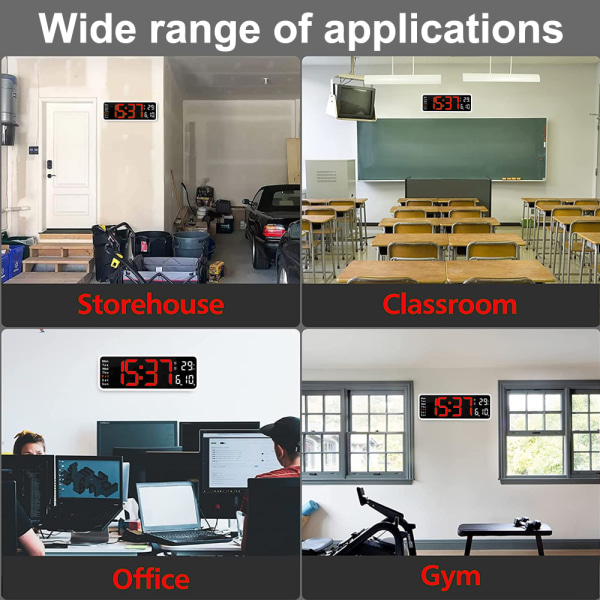 Datum och temperaturvecka, stor digital väggklocka med