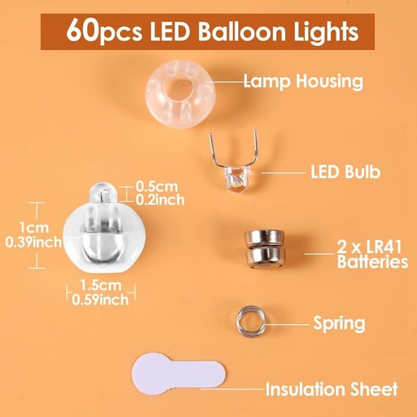 LED-ilmapallolamput 60 kpl LED-ilmapallovalot, LED-lyhty, Mini