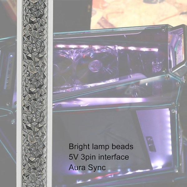 RGB PC Kabinet Lysstribe Høj Lysstyrke Aura Sync 17 stk. Perler Glimtende LED Computer Kabinet Lysbjælke til de fleste computere