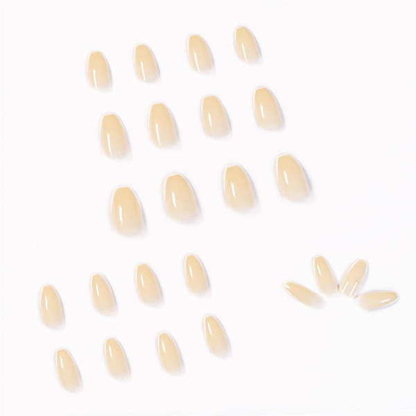 Nude Square French Press on Nails Short, Svart Vit Akryl Naglar Press on