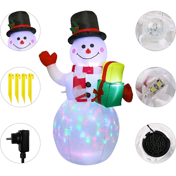 Interna LED-lampor, Vattentät Polyesterfiber 1,5M Snögubbe Automatisk Uppblåsning Inomhus Utomhus Dekor, Uppgraderade LED Varmvita Lampor Festlig