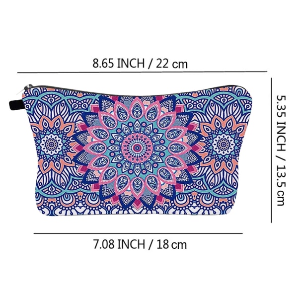 Sminkepung med mandala-trykk, Clutch-veske for kvinner, Multifunksjonell reiseoppbevaringsveske