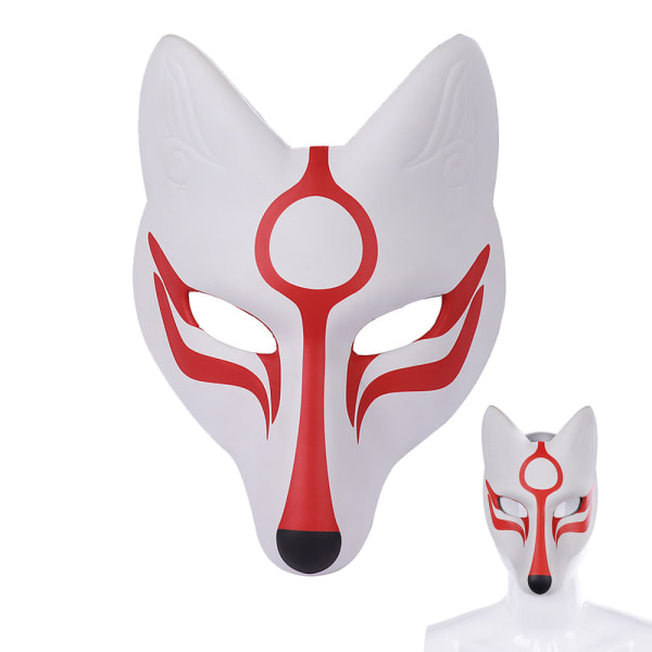 Revmaske Japansk Kabuki Kitsune Masker PU Masker for Menn Kvinner