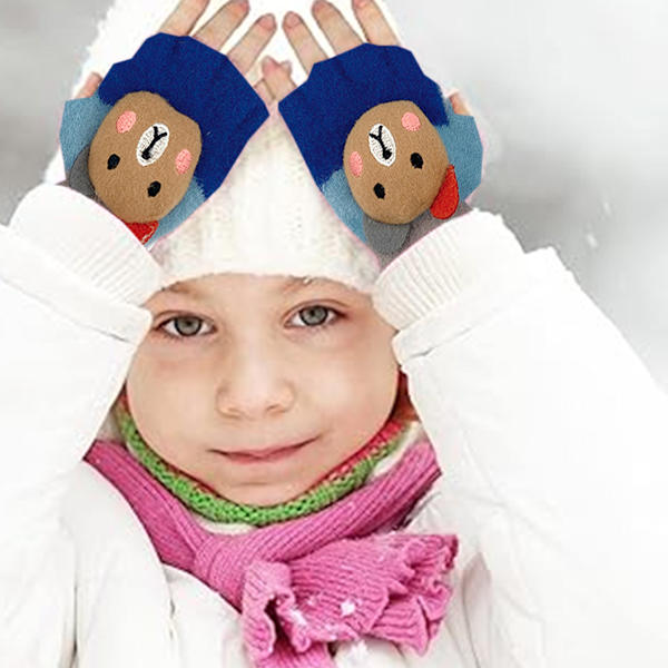 Björnhandskar fem fingrar plysch pojke och flicka ull barn baby baby