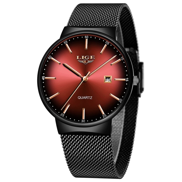 Klocka Herrar Tunn Vattentät Rostfritt Stål Mesh Mode Minimalistisk Analog Kvarts Armbandsur Herr
