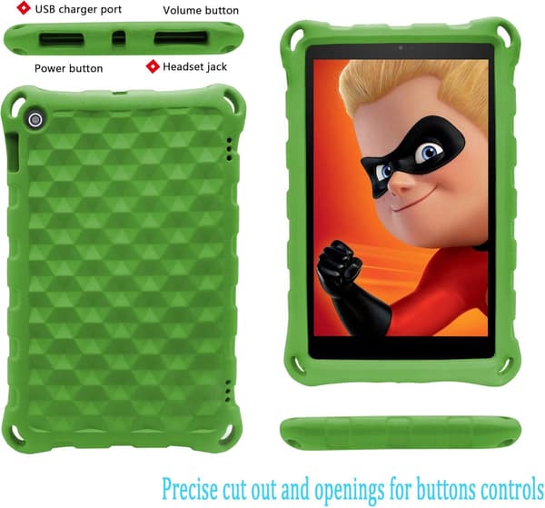 2019 Ny Fire 7 Tablet Fodral, (Kompatibel med 5:e generationen, 2015 års modell/7:e generationen, 2017 års modell/9:e generationen, 2019 års modell), Lättvikt B-green