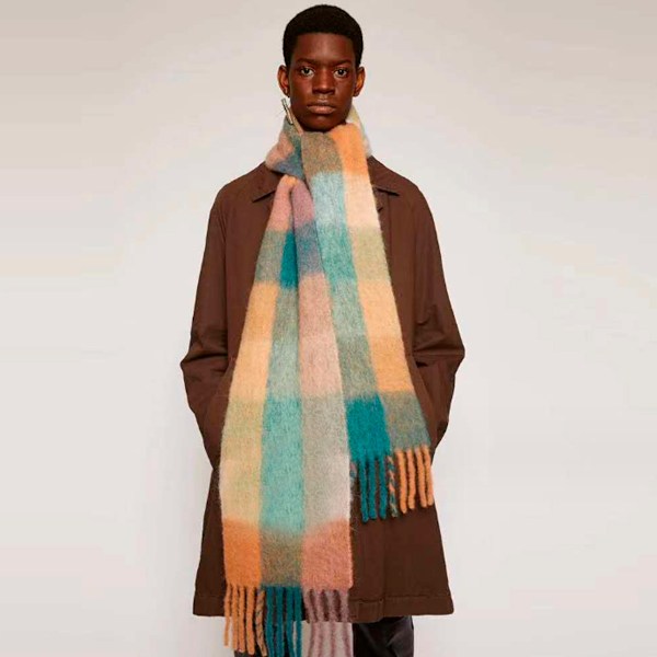 Stor Chunky Plaid Sjal Farvet Ternet Oversize Sjal