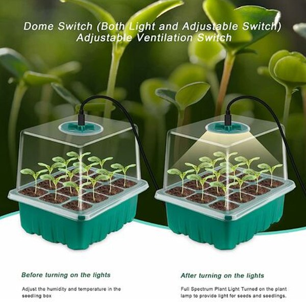 Seedling Oasis: Intelligent Fröstartkit, Fullspektrum LED Växtlampa För Förbättrad Tillväxt, Justerbar Ljusstyrka & Förhöjd Lockdesign, 5 st