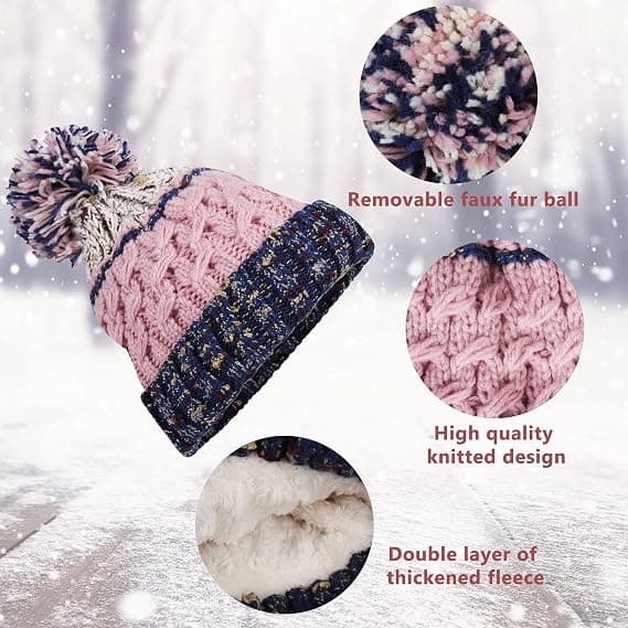 Vinter Boble Luer Lue Kabelstrikket Lue med Termisk Lue