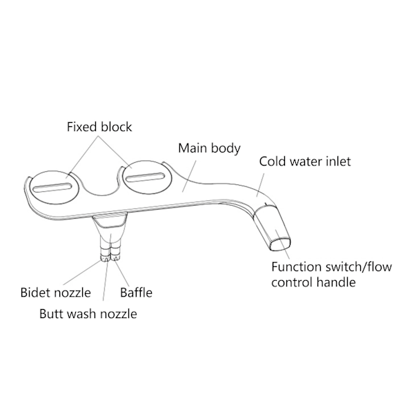 Slim Bidet 3/8 Kobber T-stykke Ikke-elektrisk Selvrensende Dobbelt Dyses Toilettilbehør Hygiejnisk Bidet til Kvindelig Vask Hvid