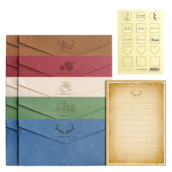1 set inklusive brevpapper och kuvert 21CM * 14.5CM, kuvert: 22CM * 10.9CM
