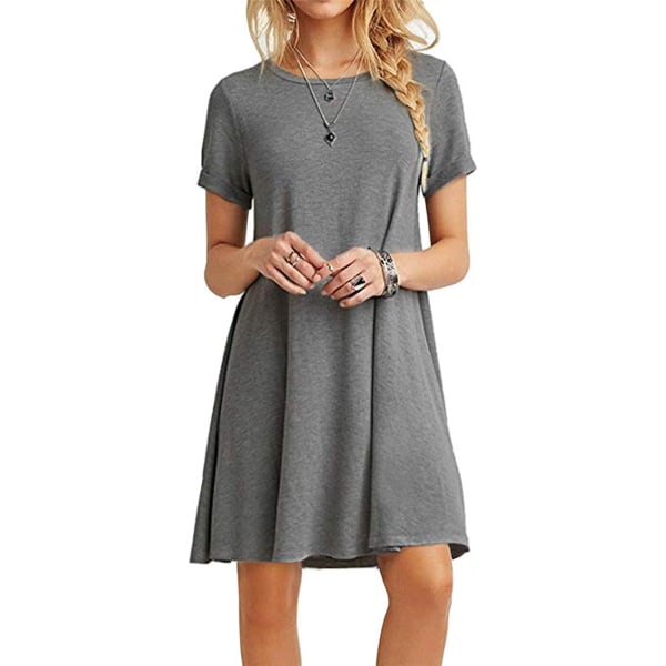 Women's Casual Plain Simple T-Shirt Loose Dress