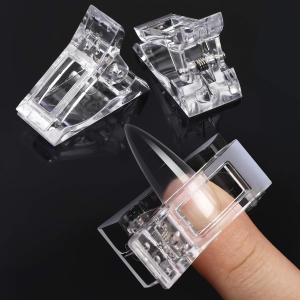 MIKIMIQI 5 st Poly Gel Quick Building Nagelspets Clip Plast Transparent Finger Extension UV LED Builder Finger Extension Clip Nagelspets Clips för